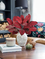 Briful Artificial Magnolia Leaves Stems 3 Pack 22in Red Fake Magnolia Branches for Vase Fall Leaves Stems for Home Room Arrangements Centerpieces Thanksgiving Décor (Vase Not Included) - Image 6