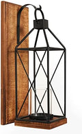 Homemory Wall Candle Sconces Set of 1, Rustic Wood Holders with Glass Decor by Homemory