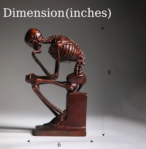 Bronze Skeleton Thinker Sculpture, Halloween Skull Art Decoration, Abstract Home Decor Statue Skeleton Thinker Bronze Statues Sculptures Home Decor Skeleton Decor Grim Reaper - Image 2