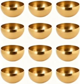 Serene Spaces Living Small Gold Colored Metal Bowl Ideal for Weddings, Parties, Events, Restaurants, Home Decor, Measures 3.5 inches Tall and 5.25 inches Dia, Set of 12 by SereneSpacesLiving