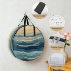 Abstract Ocean Round Storage Bag 36 Inch, Dark Blue Ripple Sunset Minimalist Art Clothes Storage Container with Handles Heavy Duty Organizer for Comforter, Bedding & Holiday Wreaths - Image 5