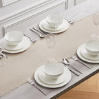 KINGSTONE 14 x 120 Inches Frayed Edge Table Runner, 270G Heavyweight Sand Washed Slub Texture Cotton Linen for Modern Farmhouse, Rustic Home Decorations Dining Room Wedding Boho Decor, Natural - Image 6