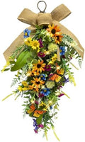 Svndlyn Lighted Spring Summer Floral Swag with Butterflies and Wildflowers by Svndlyn