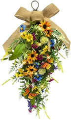 Svndlyn Lighted Spring Summer Floral Swag with Butterflies and Wildflowers by Svndlyn