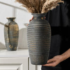 Emotionally Grounded Vase, Vaseking Large Ceramic Rustic Vase, 14.4 inch Minimalist Threaded Decorative Farmhouse Tall Vases for Home Decor, Living Room, Enterway, Table Decoration, Bronze - Image 4
