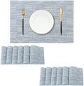 Leetaltree Jacquard Blue Placemats Set of 12 - Heat Resistant Non-Slip Place mats for Dining Table, Washable Durable PVC Vinyl Woven Table Mats（Jacquard Blue, 12） by Leetaltree-ArtatEveryTable