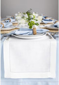 Solino Home 100% Linen Table Runner White, Classic Hemstitch 14 x 156 in by SolinoHome