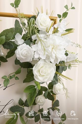 Ling's moment Welcome Sign Flowers, Wedding Floral Swag, Lily Valley White - Image 4