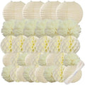 WOLHOWLTD Beige Paper Decoration Set - 34 Pcs Paper Lanterns, Pompoms, Honeycomb for Wedding,Harvest, New Year,School Day,Bridal Baby Shower,Birthday Party Classroom,Home Garden Decoration (Beige) by Unknown