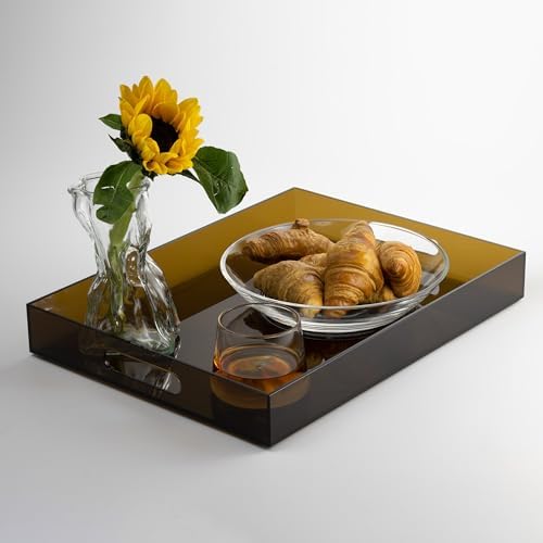 ATZYmolin 16"x12" Large Acrylic Serving Tray, Vanity Platter, Amber - Image 7
