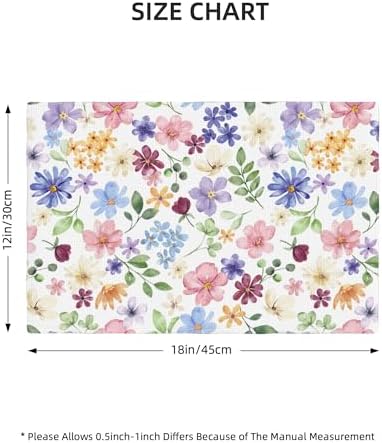 Watercolor Floral Placemats Set of 6, Spring Floral Botanical Rustic Contemporary Style Pattern Decoration, Non-Slip, Heat Resistant, Washable, 12x18 Inches - Image 2