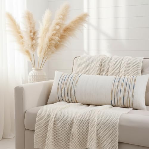 Boho Lumbar Throw Pillow Cover 14x36 Yellow Blue - Image 6