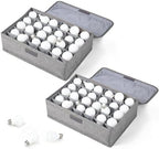 2 Pcs Light Bulb Organizer Storage Box Ornament Storage with 30 Dividers Foldable Bulbs Organizer with Lid Sturdy PP Board Fits Various Standard Dustproof Fabric Case for Home Vbs (Grey) by Acellegic