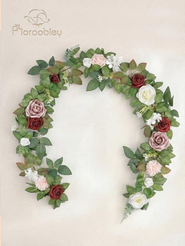5.5FT Artificial Rose Garland Fake Flower Garland - Burgundy - Image 2