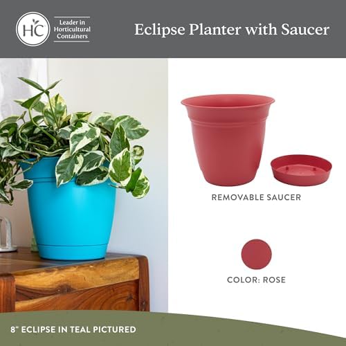 The HC Companies Eclipse Round Planter Pot, 20 Inch, Rose, 2-Pack - Image 2