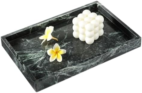Koville Natural Marble Tray, Coffee Table Vanity/Decorative Tray for Jewerly, Watch, Perfume Candle Storage for Bedroom/Bathroom/Kitchen Countertop by Koville