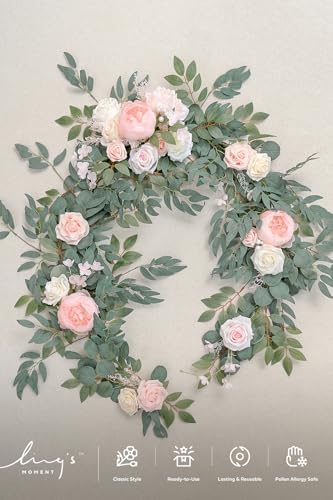 Ling's moment Pink Artificial Flower Garland Wedding Arch 6 FT - Image 6