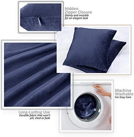 Nestl Throw Euro Pillow Covers, Cozy Velvet Decorative Pillow Covers 26x26 Inches, Soft Solid Couch Pillow Case for Sofa, Bed and Car, Set of 4 - Royal Blue - Image 3