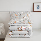 Erosebridal Cartoon Cat Duvet Insert Full for Kids Boys Girls, Cute Butterfly Print Quilt for Room Decor, Kawaii Animal Kitten Bedding Set Pet Theme Down Comforter, Luxury Soft Comforter Set, Grey - Image 5