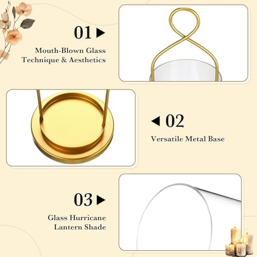 Set of 2 Gold Wall Candle Sconces Decor Wall Candle Holder for Pillar Candles - Modern Metal Hurricane Lantern Decoration for Indoor Porch Fireplace Bathroom Living Room - Image 4