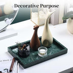 YMXYJM Real Natural Marble Tray for Bathroom, Genuine Marble Stone Vanity Tray, Luxury Storage Trays for Kitchen, Vanity, Home Decor, Dresser, Non-Resin/Non-Ceramic, 12"x 8"x 1.2", Dark Green - Image 4