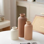 Large Modern Ceramic Vase Set, Coffee Ribbed Matte Design, 3-Piece Decorative Vases for Home, Living Room, Office (XL Coffee Mix) - Image 6