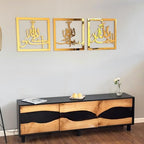iwa concept Subhanallah Alhamdulillah Allahuakbar Triple Set Wooden/Acrylic Islamic Wall Decor, Tasbeeh Islamic Calligraphy Art, Room Decor Gift for Muslims at Ramadan Eid (20 x 20 Inches, Gold) - Image 4