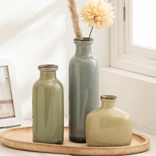 Bud Vase Set of 3, Ceramic Flower Vase Set for Modern Home Decor by Letsupgradeyourhome