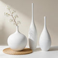 White Ceramic Vase Set of 3, Modern Boho Vases for Centerpiece Decor, Matte Minimalist Decorative White Vases Home Decor, for Living Room, Bookshelf, and Entryway Table Decor by DecoVlog