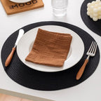 BARoyal Round Placemats Set of 12 Woven Placemats Washable Braided Table Mats for Dining Table Heat Resistant Non-Slip Circle Place Mats(Black) - Image 3