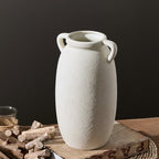 Dobbyby Ceramic Flower Vase 12 inch Farmhouse Rustic Vase Decorative Pottery Terracotta Tall Vases for Home Decor Table Mantle Fireplace Living Room Bathroom Wedding Centerpiece(Large-White) - Image 4