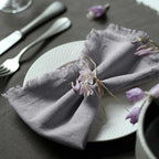Handmade Cloth Napkins 100% Cotton Napkins with Fringe，Delicate Handmade Cloth Napkins for Dinners, Parties, Weddings and More，18 x 18 Inch Set of 12 - Grey by Ayuzawa