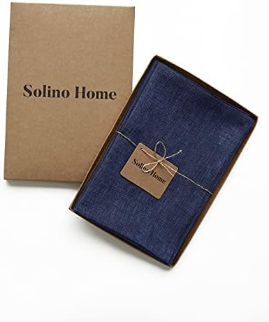 Solino Home 100% Pure Linen Napkins Navy Woven, Athena 20 x 20 in, Set of 4 - Image 3
