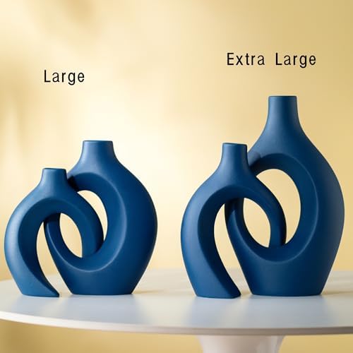 Lvases Snuggle Hollow Ceramic Vase of 2, Modern Minimalist Decorative Vases - Image 2