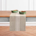 Solino Home 100% Linen Table Runner, 14 x 120 in, White and Natural Striped by SolinoHome