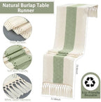 8 Set Boho Placemats with Table Runner, Scalloped Woven, Green - Image 6