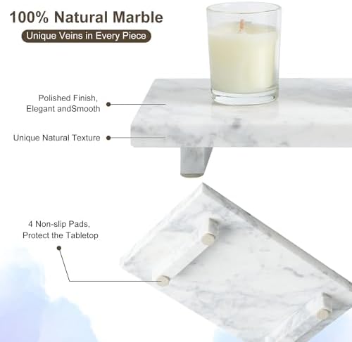 Natural Marble Tray Pedestal Stand – Soap & Jewelry Riser for Bathroom Counter, Kitchen Sink, Vanity Organizer, Decorative Stone Catchall for Perfume, Candles - Image 3