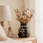 Living Room Decor Flower Vase，Black Farmhouse Wood Vases Aesthetic,Office Flower Pot for Desk, Rustic Coffee Table Bookshelf Laundry House Decorations,Kitchen Decor and Accessories - Image 5