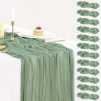10 Pack Sage Green Cheesecloth Table Runner 35x120 Inch, Boho 10FT Cheese Cloth Sheer Gauze Table Runner for Wedding Baby Shower Birthday Party Table Decorations by BlueTopCoLtd