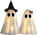 Halloween Lighted Ghost Decorations Set of 2 – Spooky Cute Fabric Ghosts with LED Lamp for Indoor Tabletop, Mantel, Shelf, or DIY Creepy Holiday Displays by Unknown