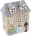 Shudehill Giftware Village Pottery Ceramic Tealight Holder Pretty Garden Floral House Collection - Grey, Blue, Yellow, Cream (Lantern Cream), 340290 by Shudehill+Giftware