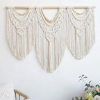 guzhiou large macrame wall hanging - Boho Tapestry Macrame Wall Decor Art- Chic Bohemian Handmade Woven Tapestry Home Decoration for Bedroom Living Room Apartment Wedding Party - 43"x32" (Wood bead) - Image 5