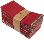 Lace Cloth Napkins, 100% Cotton, 12 Pack, 20x20 Inch, Tango Red/Golden by FINGERCRAFT