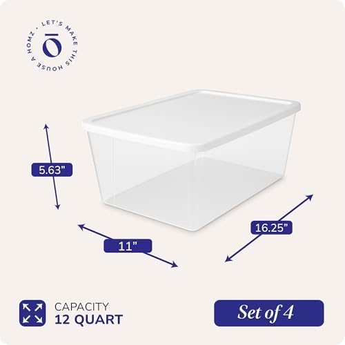 HOMZ Snaplock, Small Clear Plastic Storage Organizer Bins w/Lids, 4 Pack - Image 4