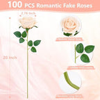 100Pcs Champagne Roses Artificial Flowers Real Touch Velvet Roses Bouquet - Image 5