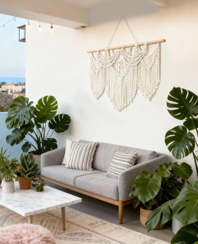 Tempospark Macrame Wall Hanging, 43"x32" Boho Wall Tapestry, Large Wall Art for Bedroom, Living Room, Dining Room, Nursery, Gallery, Office (Tassel) - Image 2