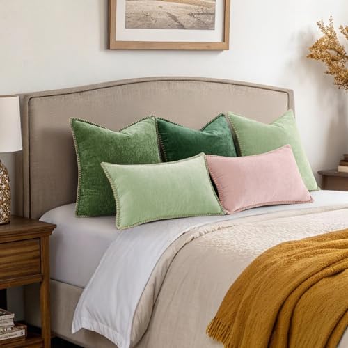 decorUhome Soft Chenille Throw Pillow Covers 26x26 Set of 2 Forest Green - Image 6