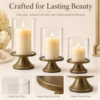 Hurricane Glass Candle Holders Set of 3, Weighted Base for Pillar Candles - Image 3
