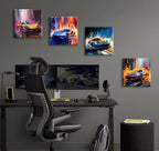 DJSYLIFE Car Posters Canvas Wall Art Man Cave 12x12 4-Panel - Image 5