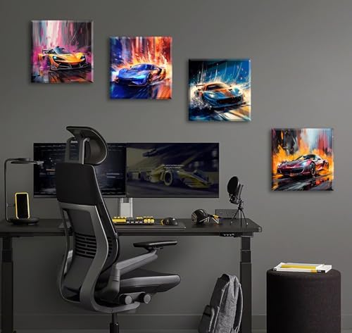 DJSYLIFE Car Posters Canvas Wall Art Man Cave 12x12 4-Panel - Image 5